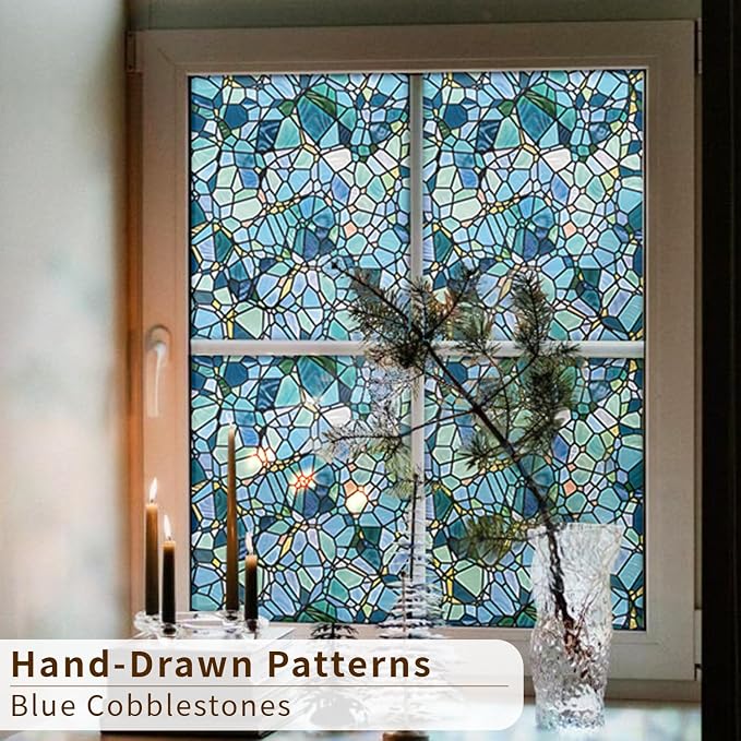 funlife Original Hand-Drawn Privacy Stained Glass Window Film, Reusable Single - Image 6