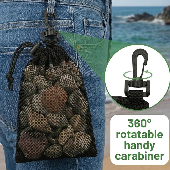 Mushroom Foraging Bag 4 Pcs, Rock Collecting Bag 8 x 10 Inch, Breathable Mesh - Image 4