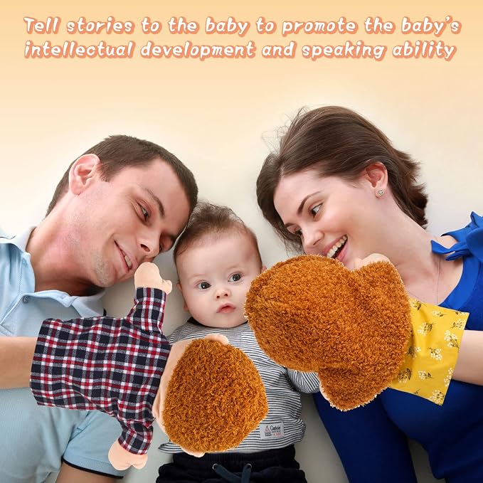 6 Pcs Family Hand Puppets 12 Inch Grandparents, Mom & Dad, Brother & Sister - Image 4