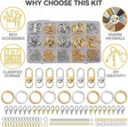 Key Chain Keychain Making Kit Accessories 540pcs Gold and Silver Bag Charm Clip - Image 7