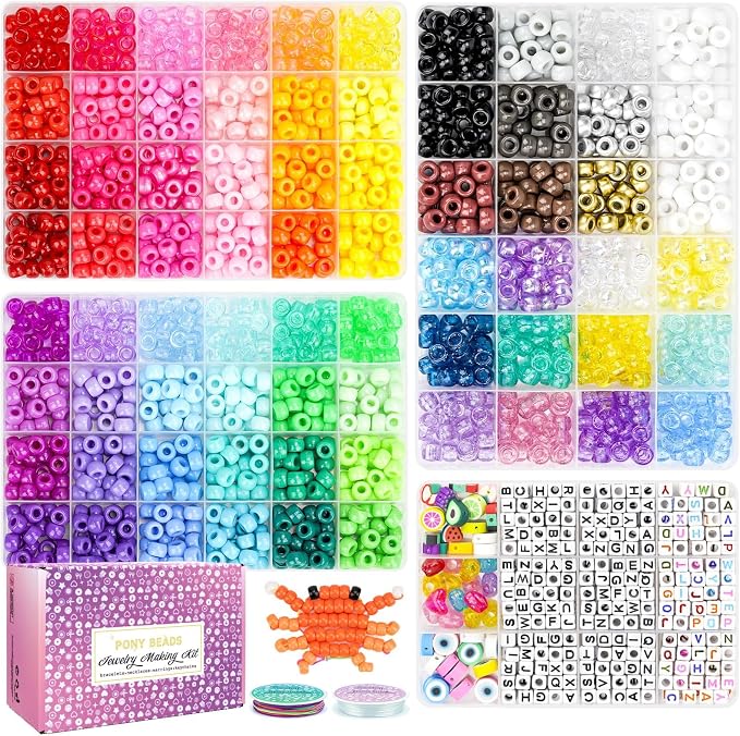 4 Boxes Pony Beads 72 Colors 9mm Friendship Bracelets Making Kit, Rainbow Kandi by Sistenia