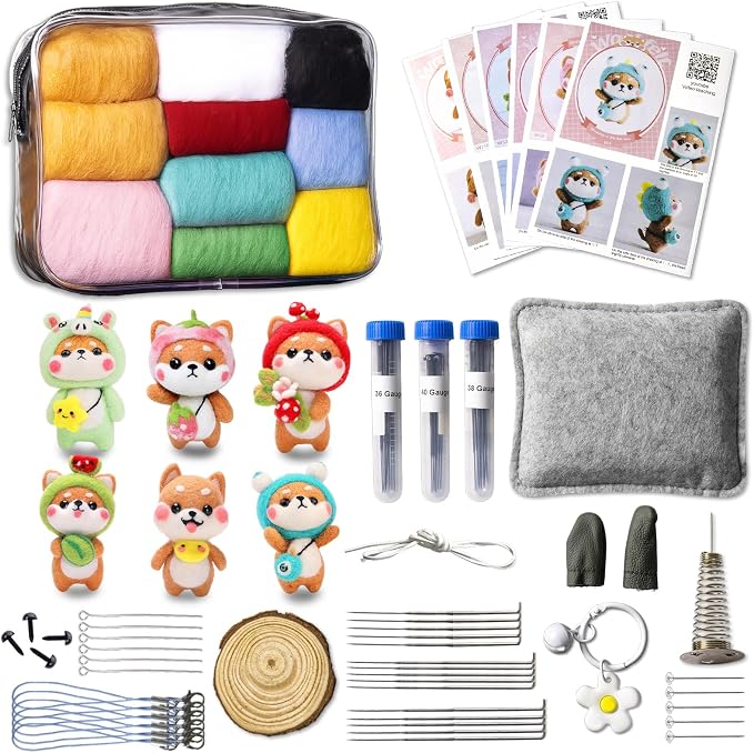 KIDS KING Needle Felting Kit for Beginners & Adults – 6 Piece of Shiba Inu by Unknown