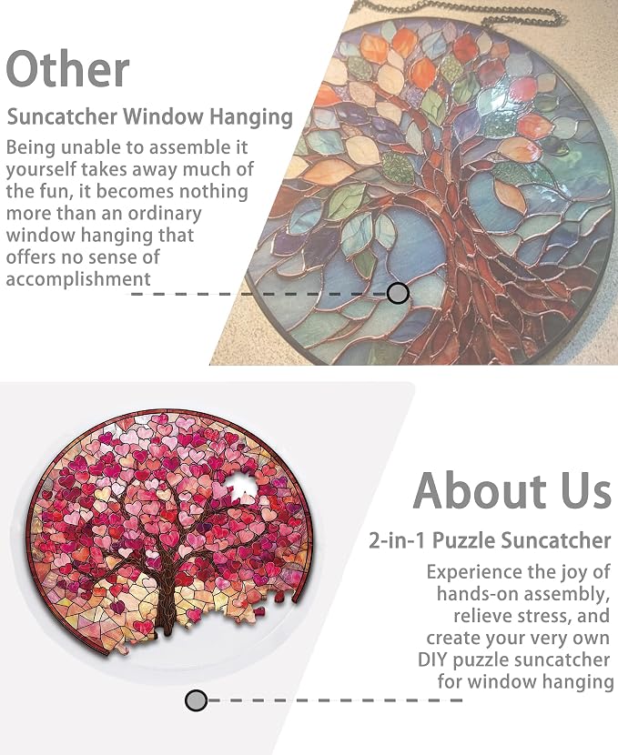 Acrylic Puzzle Suncatcher, Heart Tree Sun Catcher - Image 5