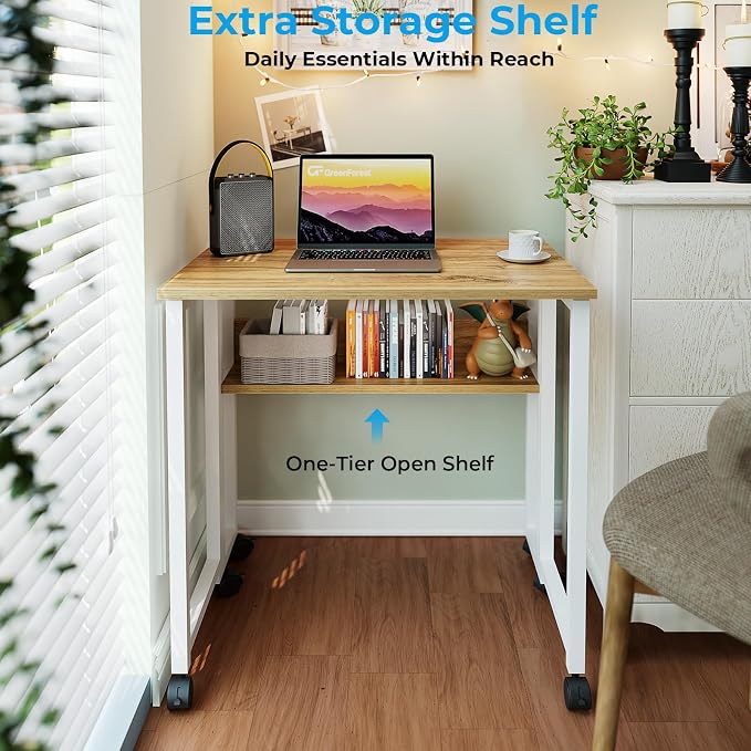 GreenForest Folding Desk with Wheels, 31.5" Rolling Table - Image 5