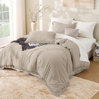 Andency Oatmeal Comforter Set California King, 3 Pieces Boho Tassel Lightweight - Image 6