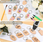 AUEAR, Blank Wooden Key Chain Wood Keychain Key Ring Key Tags Personalized EDC - Image 4