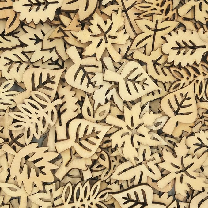 DIYOMR 200Pcs Hollow Wood Pieces Unfinished Wooden Vintage Embellishments - Image 6
