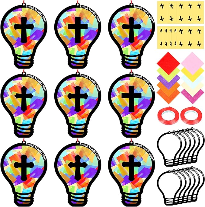 Renbuzhu 48PCS Sunday School VBS Crafts Bulk: Paper Lightbulb Cross Nativity by Renbuzhu