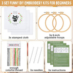 Daifunli 3 Sets Funny DIY Embroidery Kits - Image 2