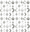 WOCRAFT 60pcs Antique Silver Sun Moon Star Bracelet Charms by WOCRAFT