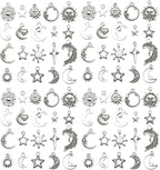 WOCRAFT 60pcs Antique Silver Sun Moon Star Bracelet Charms by WOCRAFT