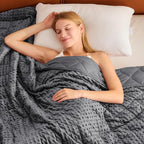 Grey Weighted Blanket for Adults 12lbs, Twin Full Size Cooling Minky Heavy by BETU
