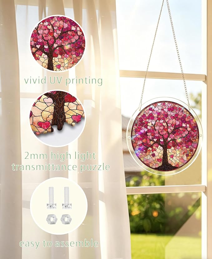 Acrylic Puzzle Suncatcher, Heart Tree Sun Catcher - Image 7