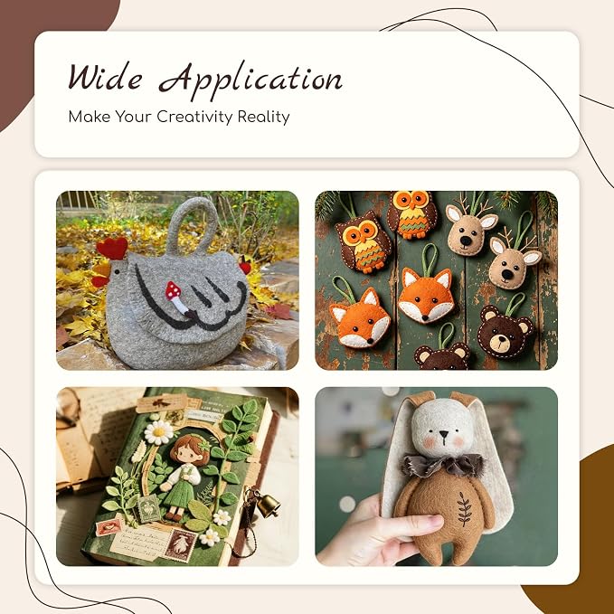 16 Pcs 8x18in Soft Felt Fabric Sheets, 16 Assorted Brown Colors Felt Pack - Image 7