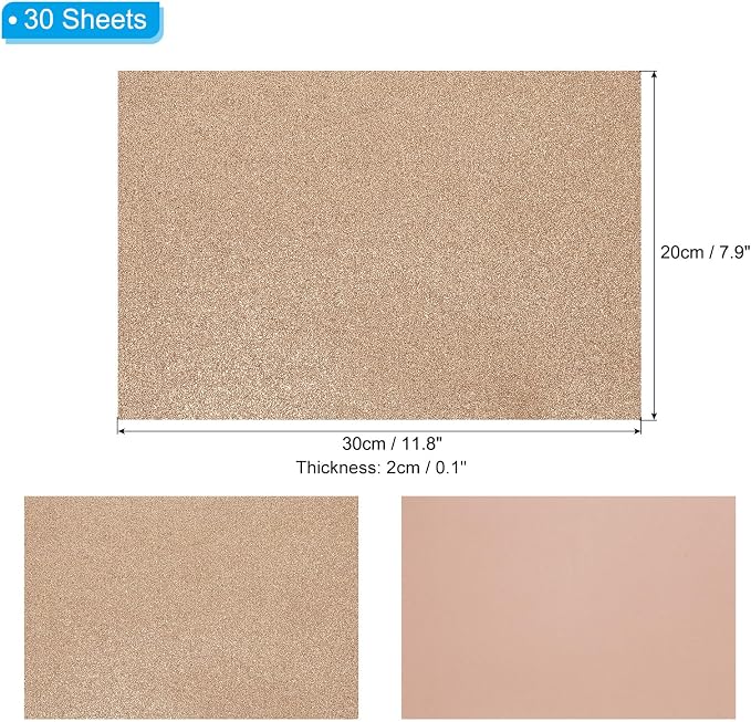 PATIKIL 30Sheets Brown EVA Glitter Foam Sheet 11.8 x 7.9 Inch 2mm Thick Sparkle - Image 2