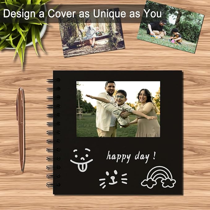 DIY Scrapbook Album 7x7 Inch, Hardcover Kraft Paper Scrap Book Photo Album - Image 5