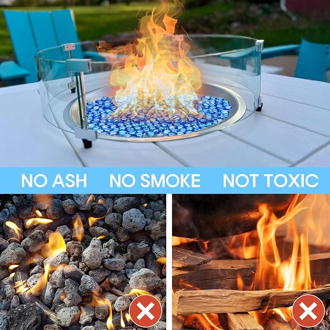 2 lb Light Blue Glass Beads for Vases, Glass Pebbles, Light Blue Flat Glass - Image 5