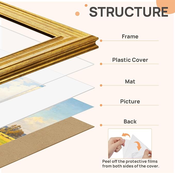 upsimples 10x10 Picture Frame, Vintage Frames Decor, Wall or Tabletop Display - Image 3