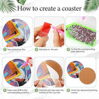 EWJRNSF 6 PCS Diamond Art Coasters Kits, Small Diamond Painting Coasters - Image 3