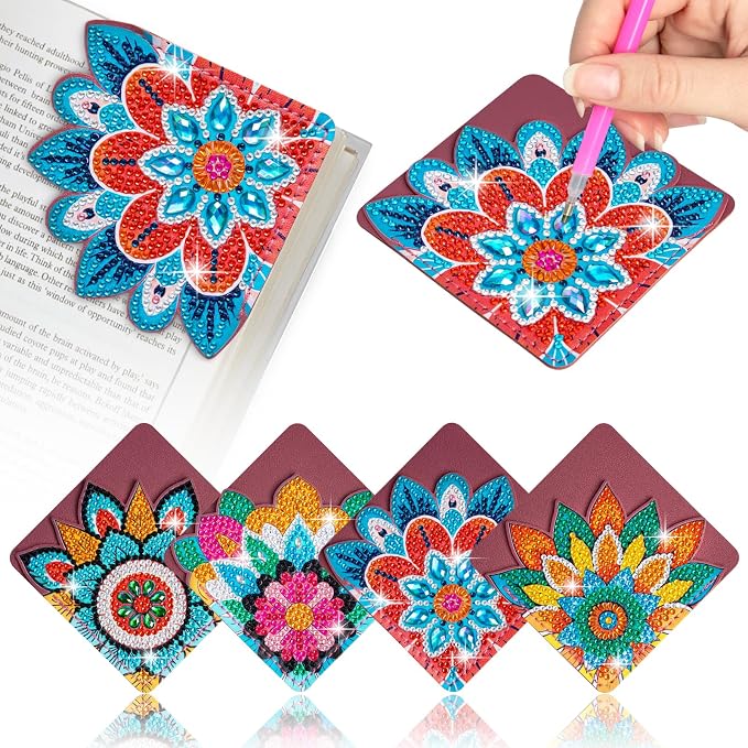 WIVICO 4Pcs Diamond Painting Bookmarks, Diamond Pearl Art Kits by WIVICO