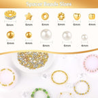 Funtopia Spacer Beads Bracelet Making Kit, Round Pearls and Lobster Clasps - Image 4