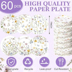 Funnymoom 60 Pcs 7 Inch Floral Party Plates Wildflower Paper Plates Spring - Image 2