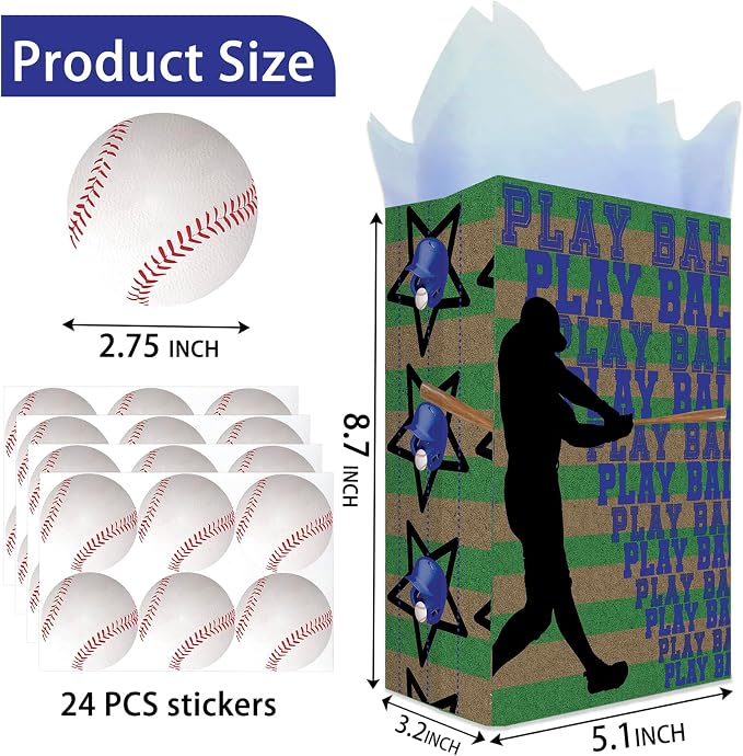 Baseball Party Favor Bags for Kids – 24 Pcs Baseball Gift Bags - Image 3