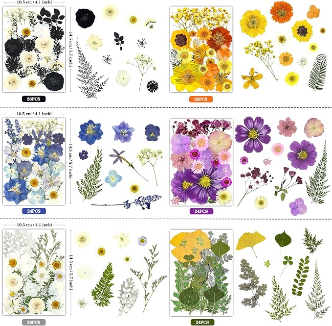 150Pcs Pressed Flowers for Crafts, Colorful Dried Flowers for Crafts Real - Image 3
