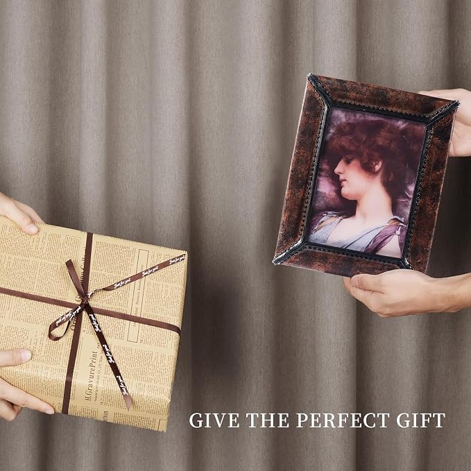 5x7 Retro Picture Frame, Vintage Leather Photo Frame, Hand-Crafted Resin Ornate - Image 5