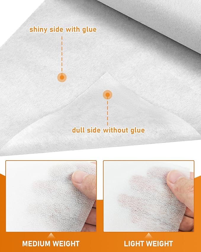 PLANTIONAL Medium Weight White Iron-On Non-Woven Fusible Interfacing: 11.6" x - Image 3