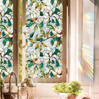 Floral Stained Glass Window Privacy Film, Retro Decorative Rainbow Window by UQRUI