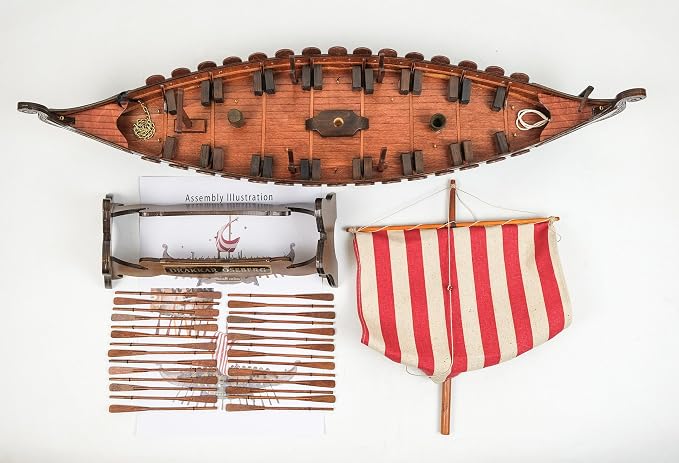 SAILINGSTORY Wooden Viking Ship Model Drakkar Oseberg Longship Model | - Image 4