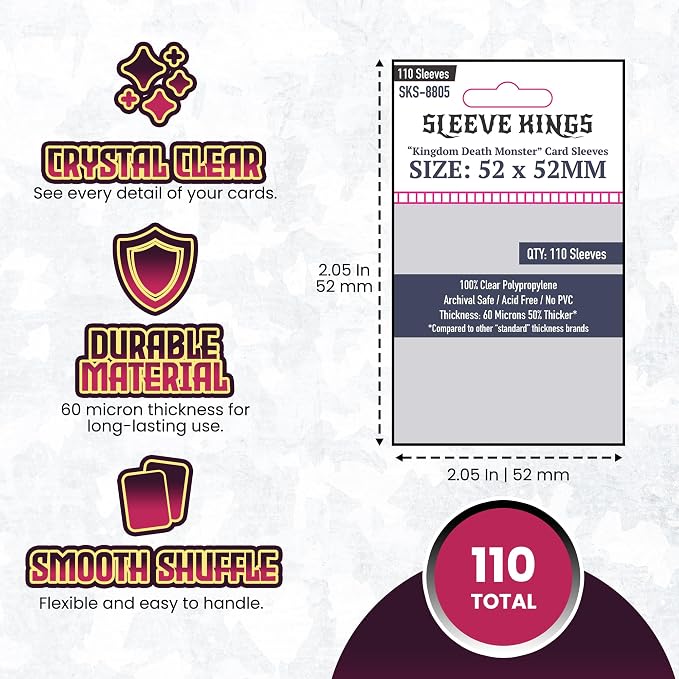 Sleeve Kings Kingdom Death Monster Compatible Card Sleeves 52x52mm – 110 Pack - Image 4