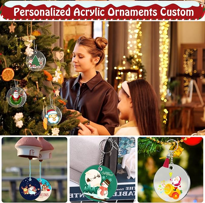 4 Inch Acrylic Ornaments Blanks, Christmas Decor, Keychain Engraving, and DIY - Image 2