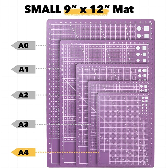 Mandala Crafts Self-Healing Cutting Mat Set – 9" x 12" A4 Purple Pink - Image 3