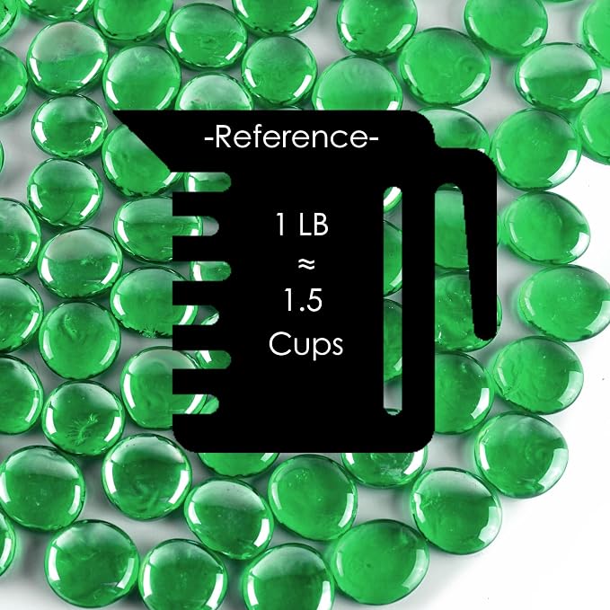 CYS EXCEL X-Large 1.1"-1.35" Green Glass Flat Gemstone Vase Fillers Multiple - Image 3