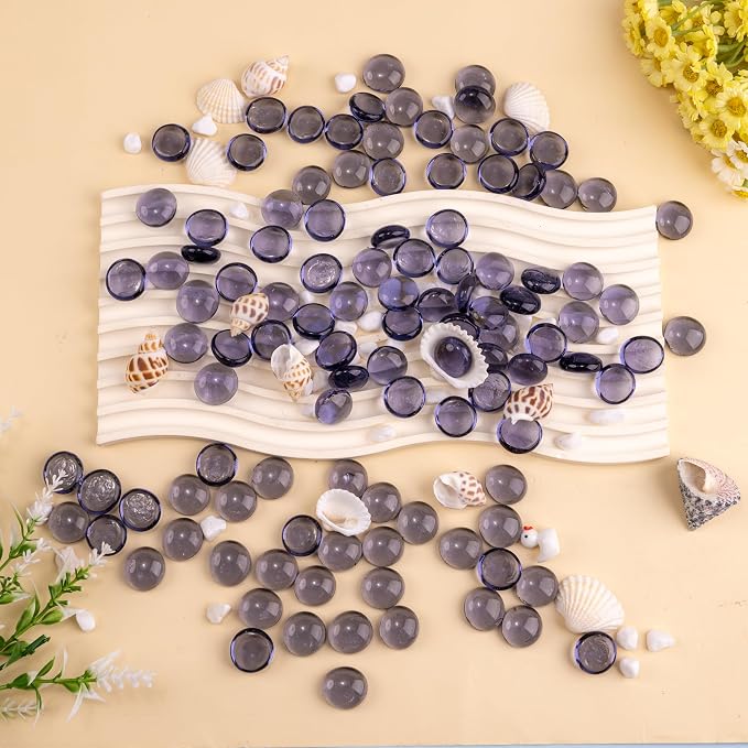 Purple Glass Marbles, 0.97 LB Transparent and Smooth Flat Glass Beads - Image 6