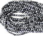 60PCS 6mm Natural Black Snowflake Obsidian Gemstone Round Loose Beads Stone - Image 3