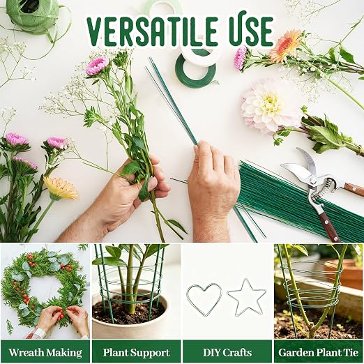 100 Pcs Green Floral Wire Stems, 18 Gauge Green Flower Wires, Artificial Floral - Image 5