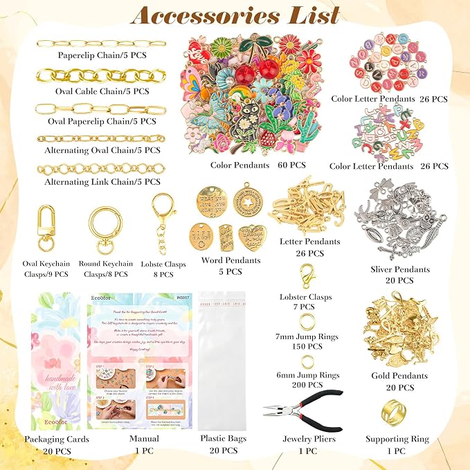 Ecoofor 613 PCS Charms Lip Gloss Keychain Making Kit, Bag Charm Kit - Image 6