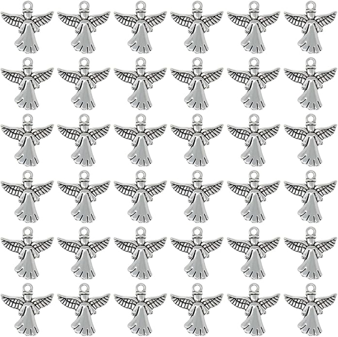 Honbay 60PCS Antique Silver Angel Pendants Guardian Charms Alloy Religious by Unknown