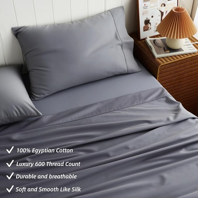 Cotton Flat Sheets Only, 600 TC 100% Cotton Flat Sheet Top Sheet Only, Twin - Image 2