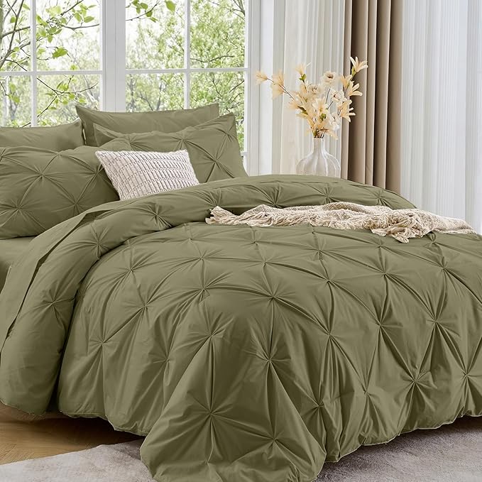 Sasttie Full Size Comforter Set, 7-Piece Bed in a Bag, Pintuck Bedding Sets by SASTTIE