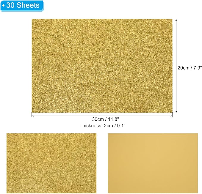 PATIKIL 30Sheets Yellow EVA Glitter Foam Sheet 11.8 x 7.9 Inch 2mm Thick - Image 2