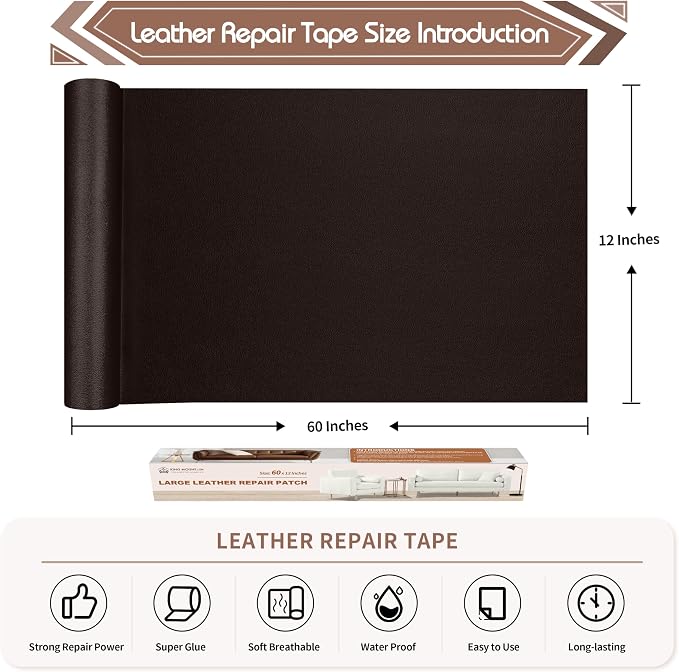 KING MOUNTAIN Leather Repair Patch, 12 x 60 Inches Self-Adhesive Repair Tape - Image 4