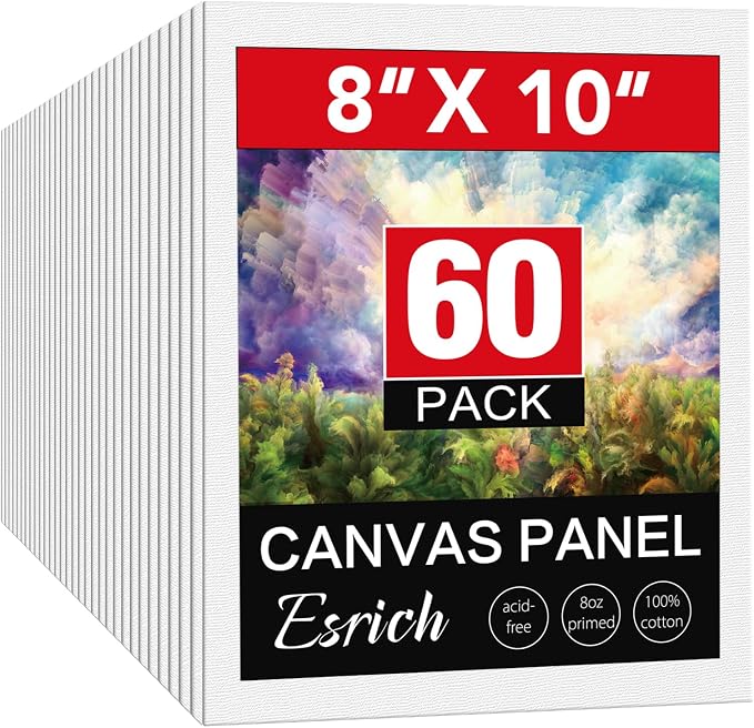 ESRICH 8x10 Canvas for Painting, 60 Pack Canvas Boards for Painting, Blank by ESRICH