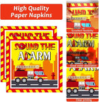 100 Pcs Firetruck Birthday Party Decorations Fireman Plates and Napkins - Image 3