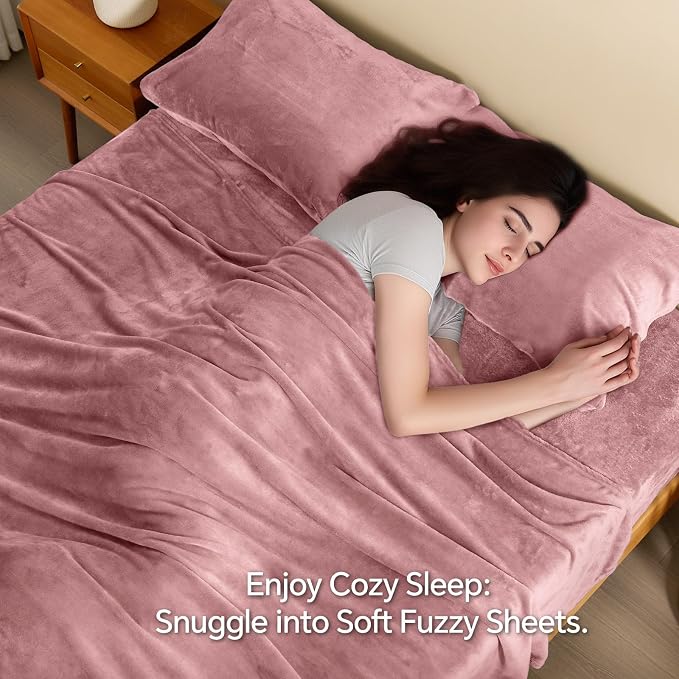 BEDELITE Flannel Sheets Queen Size Dusty Pink - Image 3