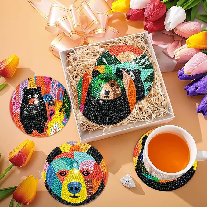 EWJRNSF 6 PCS Bruin Diamond Art Coasters DIY Kit - Image 7