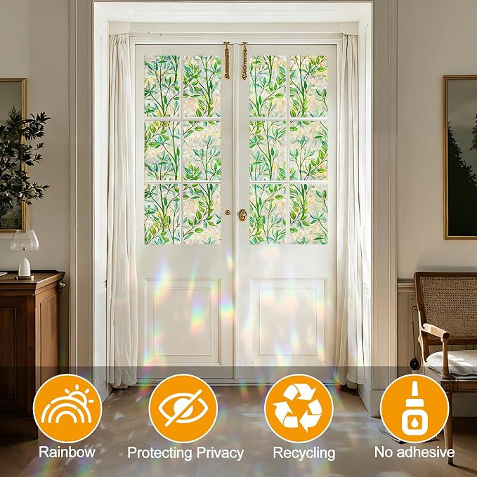 Countewol Privacy Window Films Stain Glass Cling No Glue Anti-UV Window Sticker - Image 7